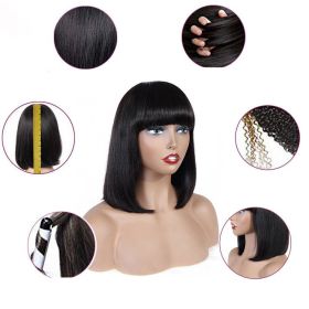 Human Hair Bob Wig Headgear Woven Top Heart Is Natural And Realistic (Option: 211202714inches)