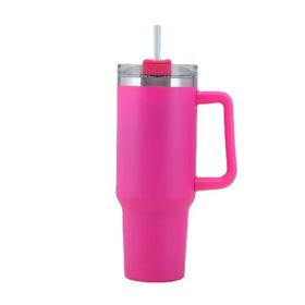 40oz Stainless Steel Handle Bottle Car Cup Double-layer Vacuum Iced Beer Cup Outdoor Portable Travel Insulation Cup (Color: Red, size: 40oz)