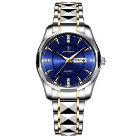 POEDAGAR 2021 New Fashion Men's Watches Stainless Steel Top Brand Luxury Waterproof Men Quartz Wristwatches Relogio Masculino (Color: 980-Blue, size: 1)