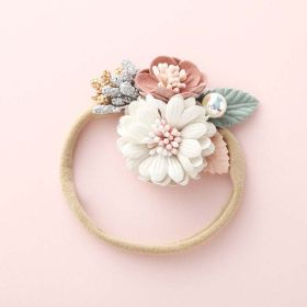 Baby Floral Decoration Design Elastic Hair Rope (Color: Pink, Size/Age: Average Size (0-8Y))