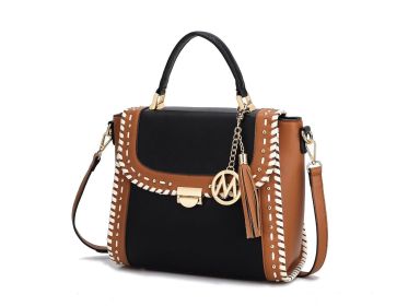 MKF Collection Flora Satchel bag Vegan Leather Women by Mia k (Color: Black, Material: Vegan Leather)