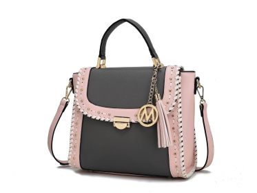 MKF Collection Flora Satchel bag Vegan Leather Women by Mia k (Color: Charcoal, Material: Vegan Leather)