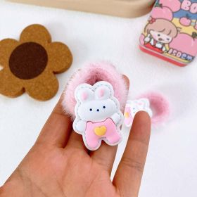 Sweet Girls Cute Animal Pattern Plush Hairband Elastic Band (Color: Light Pink, Size/Age: Average Size (0-12Y))