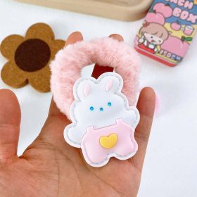 Sweet Girls Cute Animal Pattern Plush Hairband Elastic Band (Color: Pink, Size/Age: Average Size (0-12Y))
