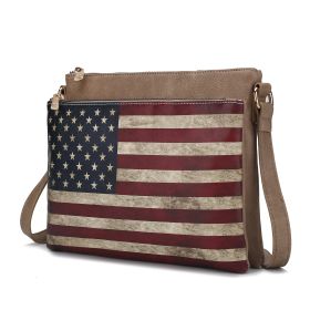 MKF Collection Madeline Printed Flag Vegan Leather Women Crossbody Bag by Mia K (Color: Taupe, Material: Vegan Leather)