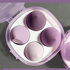 Beauty Egg Super Soft Makeup Special Do Not Eat Powder Dry And Wet Dual-Use Puff Sponge 4 Pcs (Color: Purple)