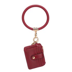 MKF Collection Jordyn Vegan Leather Bracelet Keychain with a Credit Card Holder by Mia k (Color: Wine, Material: Vegan Leather)