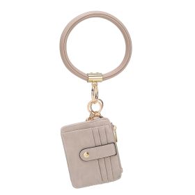 MKF Collection Jordyn Vegan Leather Bracelet Keychain with a Credit Card Holder by Mia k (Color: Taupe, Material: Vegan Leather)