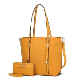 MKF Collection Emery Vegan Leather Women Tote Bag with Wallet by Mia K (Color: Yellow, Material: Vegan Leather)