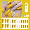 Stunning Yellow and White Camellia Autumn False Nail - Reusable and Long-Lasting Press On Fake Nail for Women and Girls
