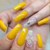 Stunning Yellow and White Camellia Autumn False Nail - Reusable and Long-Lasting Press On Fake Nail for Women and Girls